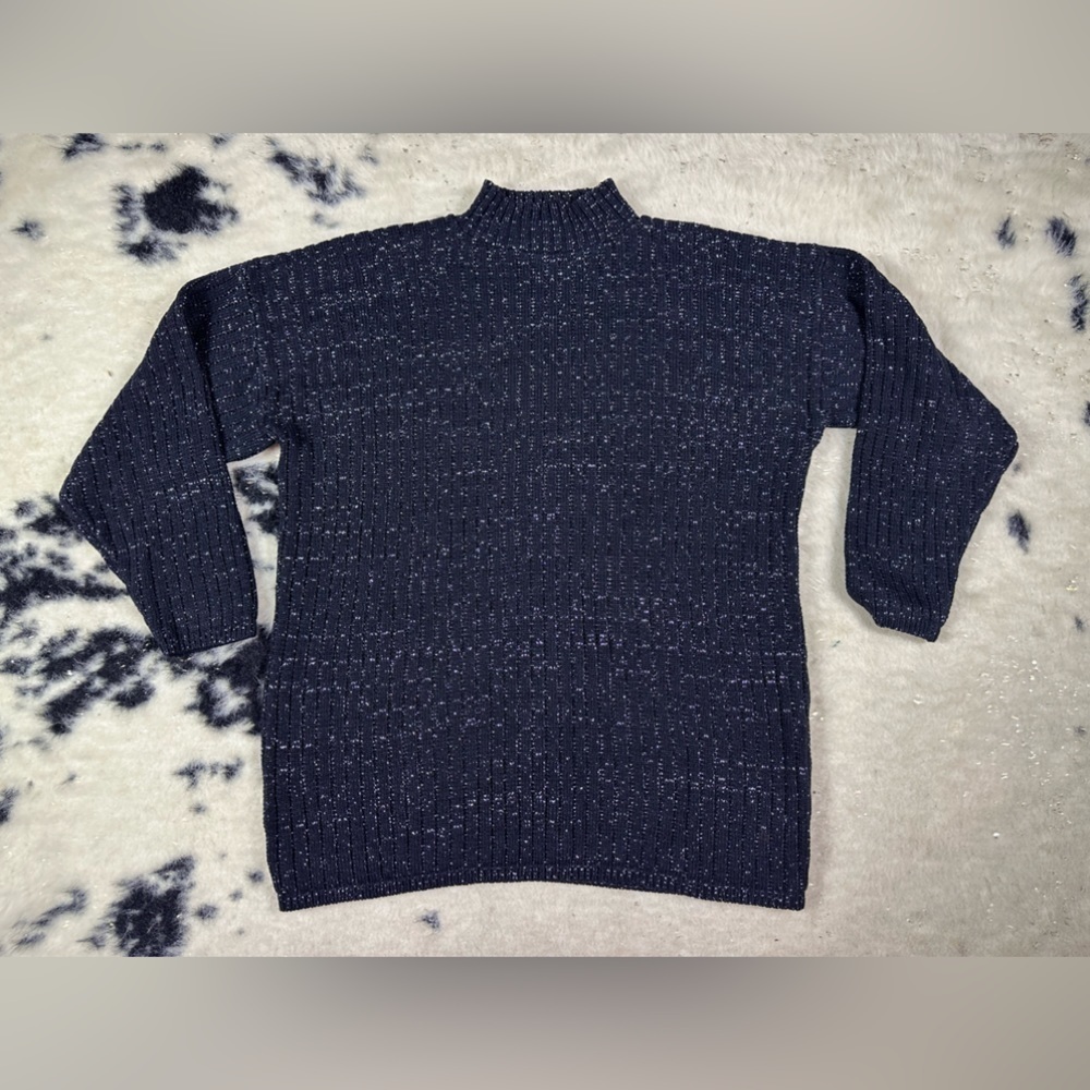 American Pride Vintage Women’s Black Shimmer Mock Neck Sweater Size Large